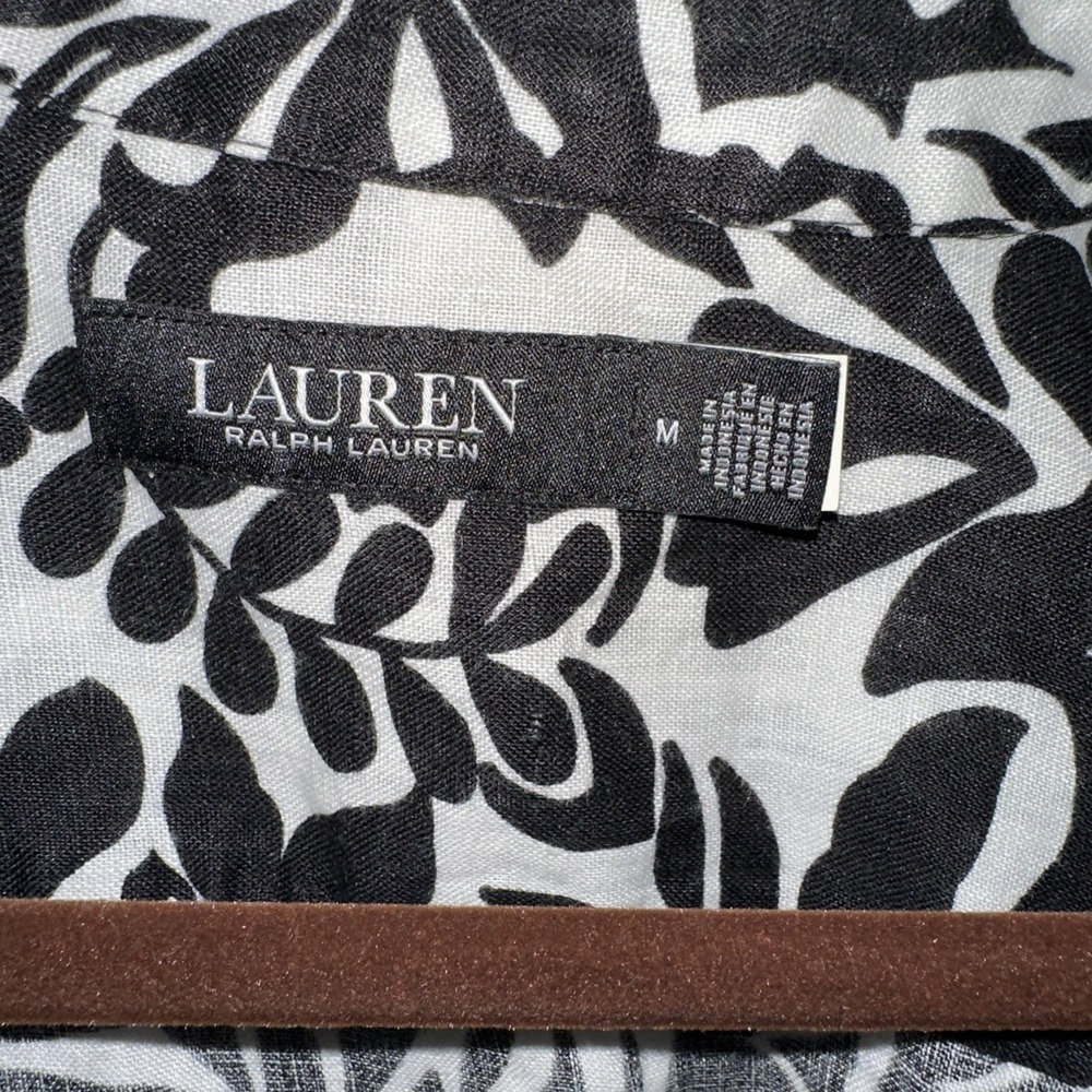 Ralph Lauren Black Floral Linen Button Up‎ Shirt Long Sleeve Size M Black Label - Picture 7 of 10
